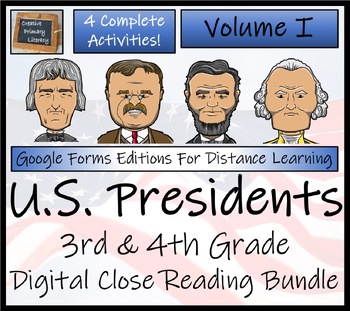 Preview of American Presidents Vol. 1 Close Reading Bundle Digital & Print 3rd & 4th Grade