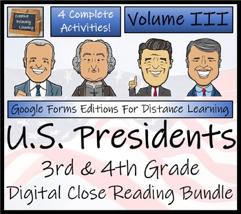 Preview of American Presidents Vol. 3 Close Reading Bundle Digital & Print 3rd & 4th Grade