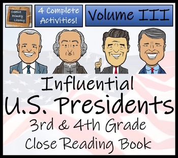 Preview of American Presidents Volume 3 Close Reading Comprehension Book | 3rd & 4th Grade