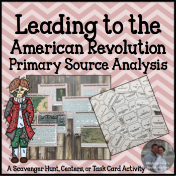 Preview of American Revolution 1 Primary Source Analysis Task Card Reading Activity