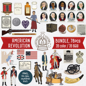 Preview of American Revolution 78 Pc. Clip Art Bundle, Colonial American History Clip Art