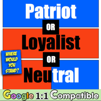Preview of American Revolution Activity | Patriot, Loyalist, or Neutral?