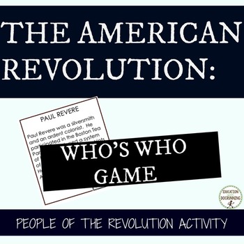 Preview of American Revolution Activity People of the Revolutionary War EDITABLE