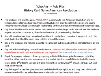 Preview of American Revolution Bingo and Role Play