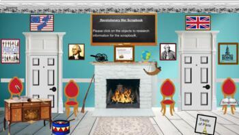 Preview of American Revolution Bitmoji Virtual Classroom Template w/ Scrapbook Directions 