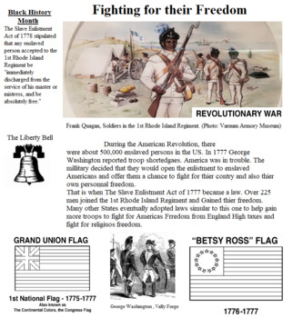 Preview of American Revolution Black History : First Black Enlisted Soldiers : 