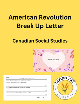 Preview of American Revolution Break Up Letter - History 10 Saskatchewan