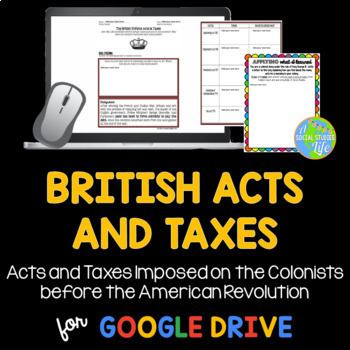 Preview of American Revolution British Acts and Taxes DISTANCE LEARNING