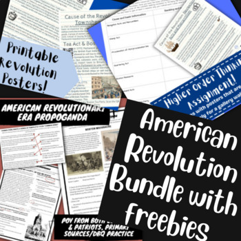 Preview of American Revolution Bundle- gallery walk, primary sources, propaganda