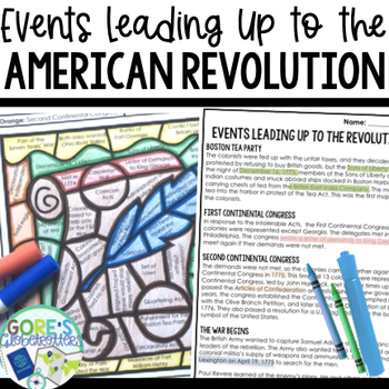 Preview of American Revolution Causes | Differentiated Passage and Coloring Activity