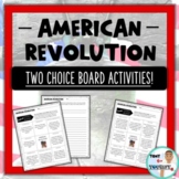 American Revolution Choice Boards: Writing Prompts & Creat