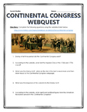 American Revolution - Continental Congress - Webquest with Key