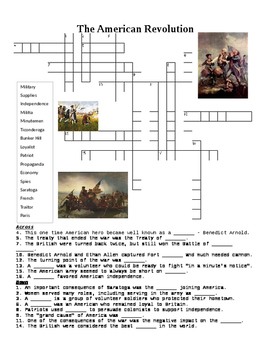 Preview of American Revolution Crossword Puzzle or Web Quest