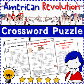 Preview of American Revolution Crossword Puzzle Activity Worksheet Game Color⭐B/W No Prep