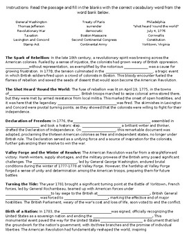 Preview of Declaration of Independence & American Revolution Worksheet