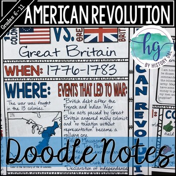 Preview of American Revolution Doodle Notes and Digital Guided Notes