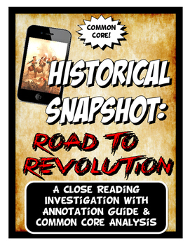 Preview of American Revolution Historical Snapshot Close Reading & War-O-Meter Activity