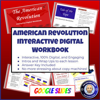 Preview of American Revolution Interactive Digital Workbook Unit Activities Google Slides