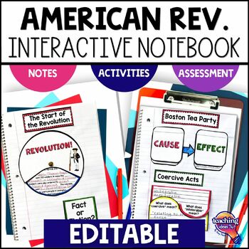 Preview of American Revolution & Revolutionary War EDITABLE Interactive Notebook