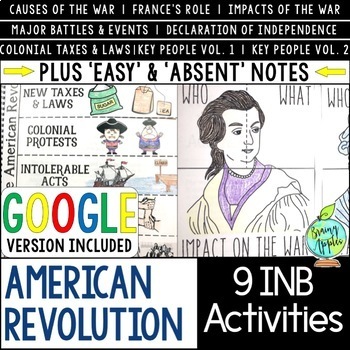 Preview of American Revolution Interactive Notebook Activities, US History INB Activity