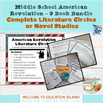 Preview of American Revolution Literature Circles ; middle school ; differentiated ; bundle