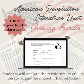Preview of American Revolution Literature Unit: Growing Bundle