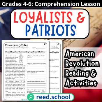 Preview of American Revolution: Loyalists and Patriots - Comprehension Activity Grades 4-6