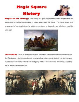 Preview of American Revolution Magic Number Activity: Important Battles and People
