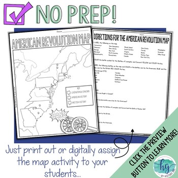 American Revolution Map Activity by History Gal | TpT