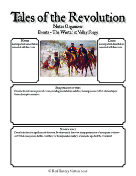 Preview of American Revolution Graphic Organizers - 20 Events