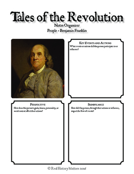 Preview of American Revolution Graphic Organizers - 20 People