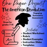 American Revolution One Pager Project (No prep! Print and go!)