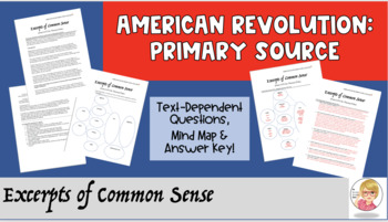 Preview of American Revolution Primary Source Analysis: Excerpts of Common Sense