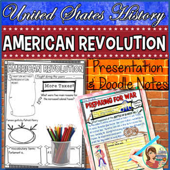 Preview of American Revolution Timeline, Presentation & Doodle Notes (Print and Digital)