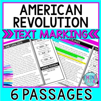 Preview of American Revolution Reading Passages and Text Marking - Revolutionary War