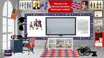 Preview of American Revolution/Revolutionary War Bitmoji Classroom  w/warm up activities