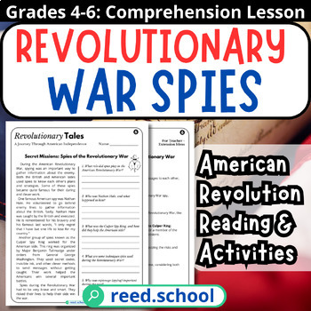 Preview of American Revolution: Revolutionary War Spies - Reading Writing Activities G4-G6