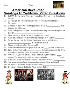 Preview of American Revolution: Saratoga to Yorktown Video Guide Questions
