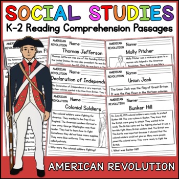 Preview of American Revolution Social Studies Reading Comprehension Passages K-2