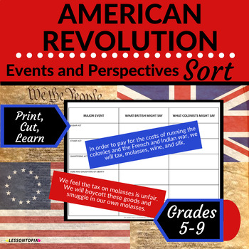 Preview of Causes of the American Revolution Card Sort-American History