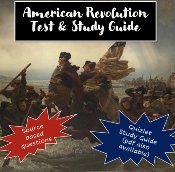 Preview of American Revolution Study Guide and Test with Primary Sources!