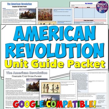 Preview of American Revolution Study Guide Unit Packet: Map, Timeline, & Activities