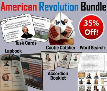 Preview of American Revolution Task Cards and Activities Bundle