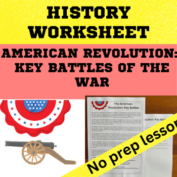 Preview of American Revolution - The Key Battles comprehension task worksheet