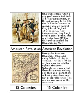 Preview of American Revolution - Three/Four Part Cards