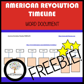 Preview of American Revolution Timeline FREEBIE! | Word document