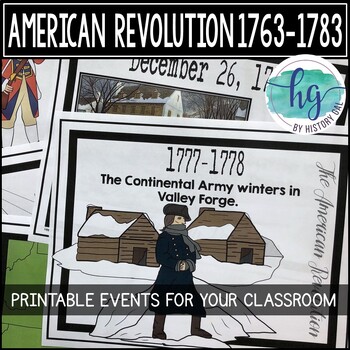 Preview of American Revolution Timeline Printable for Bulletin Boards and Classrooms