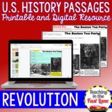 American Revolution US History Reading Comprehension Passages