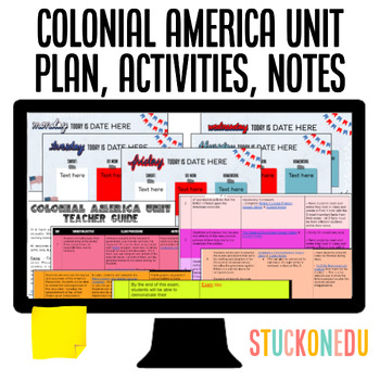 Preview of American Revolution Unit Plan Lessons Notes United States History