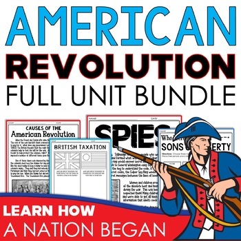Preview of American Revolution Unit Revolutionary War American Revolution Worksheets